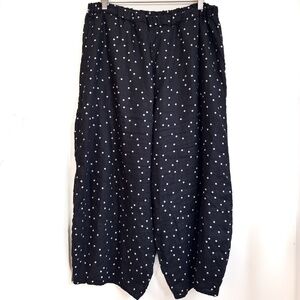 CYNTHIA ASHBY Super Wide Linen Pants Pockets Polka Dot Lagenlook Balloon Size XL